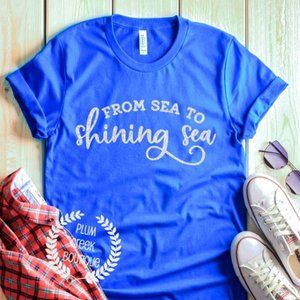 Sea to Shining Sea Tshirt 4th of July Blue NEW NWT